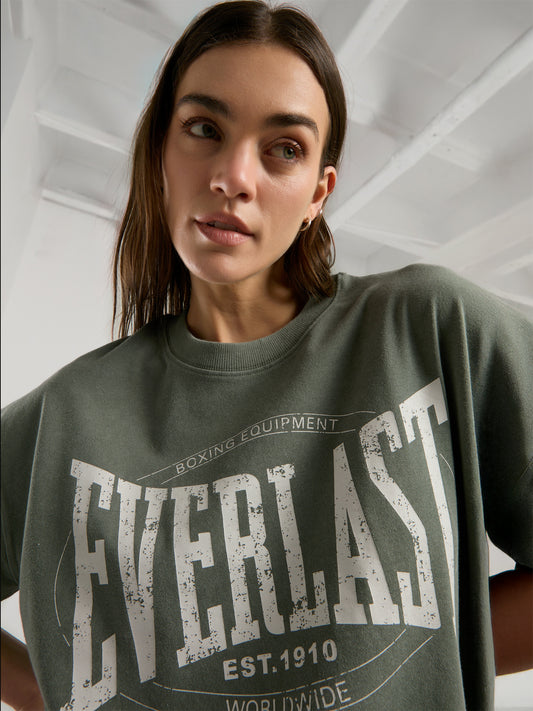 Everlast Authentic Boxing Wmn Oversize Haki Kadın Tişört
