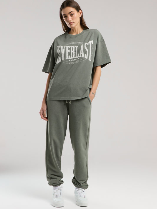 Everlast Authentic Boxing Wmn Oversize Haki Kadın Tişört