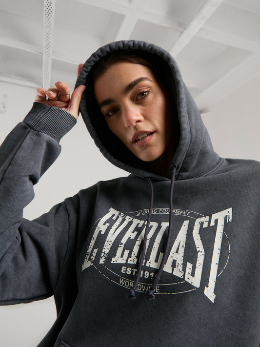 Everlast Authentic Boxing Wmn Oversize Antrasit Kadın Kapüşonlu Sweatshirt