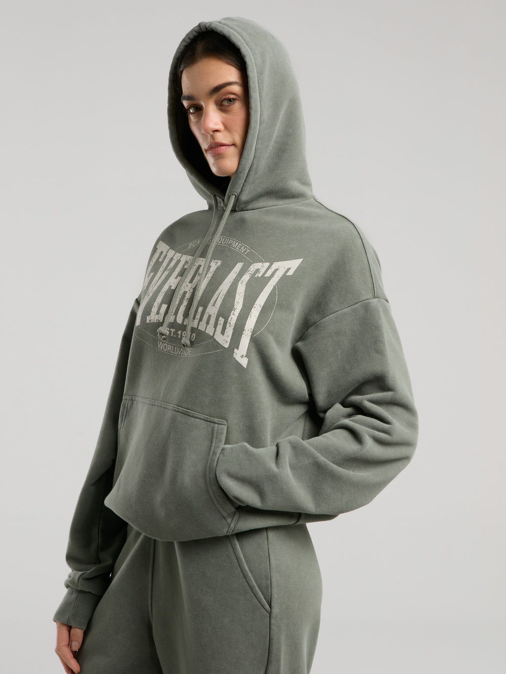 Everlast Authentic Boxing Wmn Oversize Haki Kadın Kapüşonlu Sweatshirt