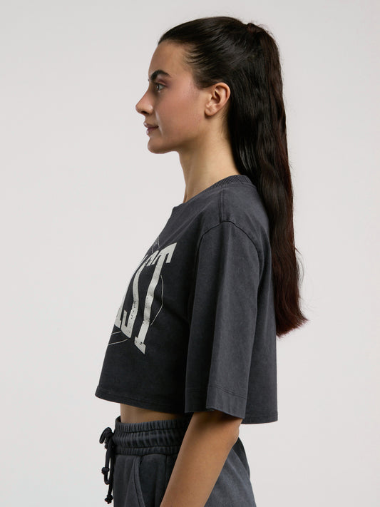 Everlast Authentic Boxing Wmn Antrasit Kadın Crop Tişört