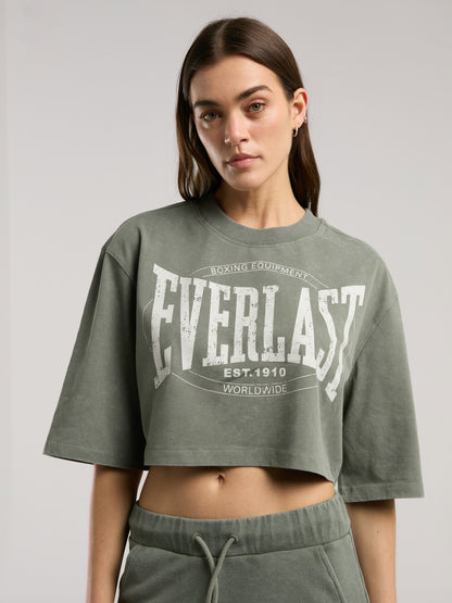 Everlast Authentic Boxing Wmn Haki Kadın Crop Tişört