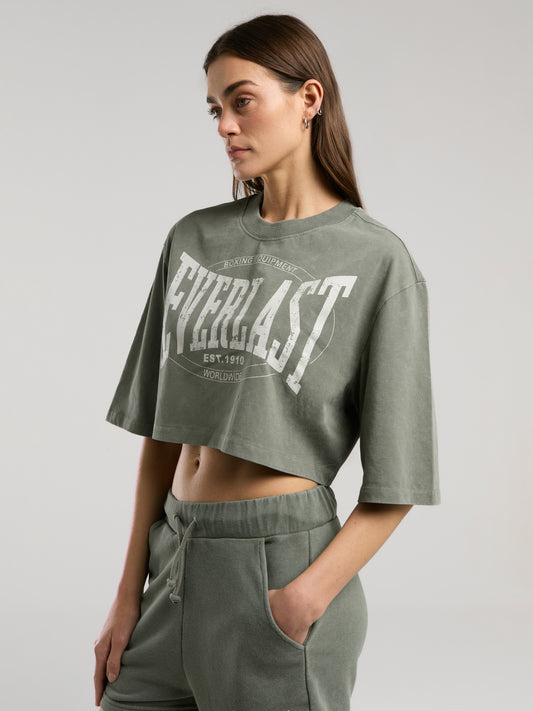 Everlast Authentic Boxing Wmn Haki Kadın Crop Tişört