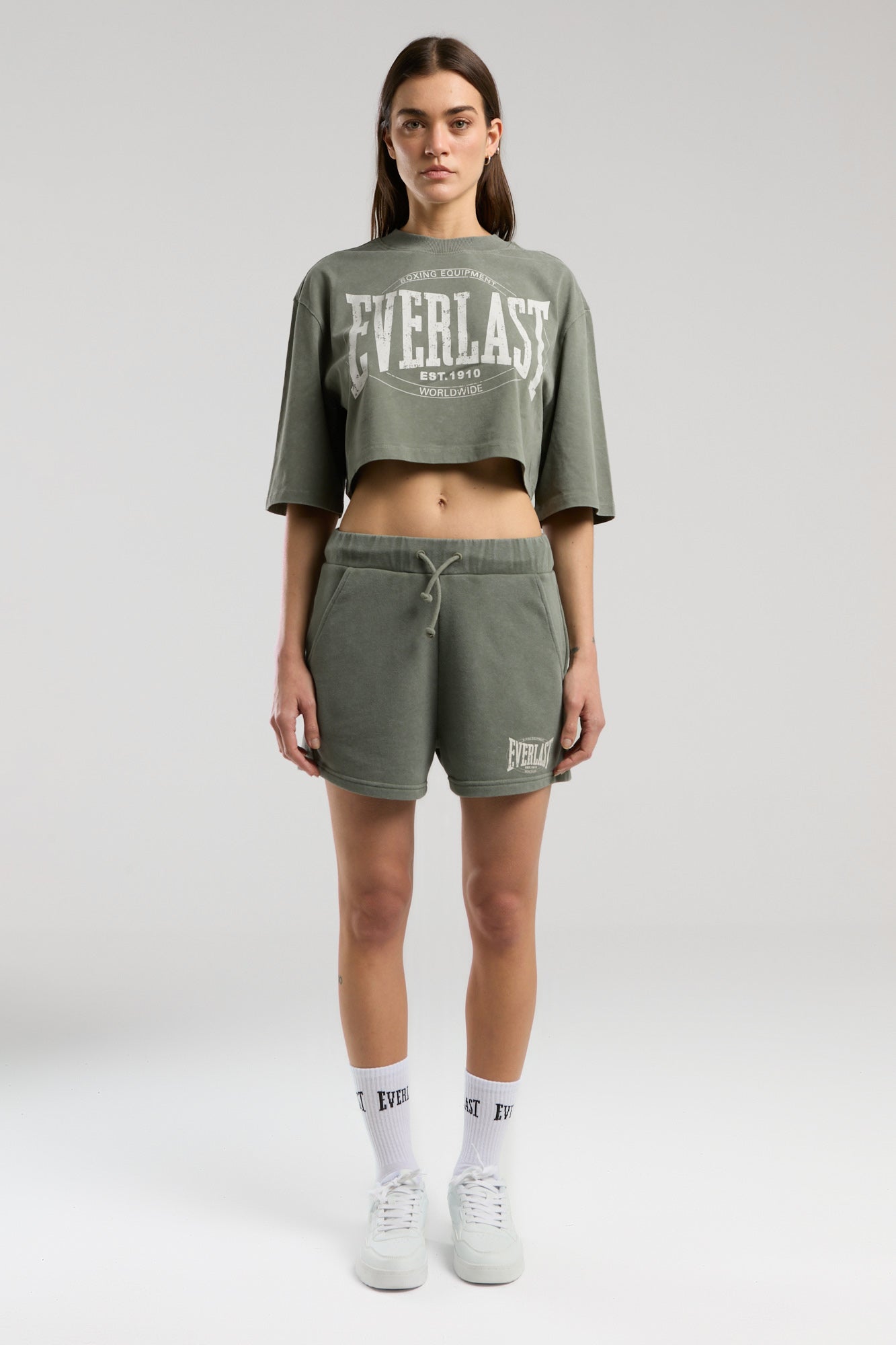 Everlast Authentic Boxing Wmn Haki Kadın Crop Tişört