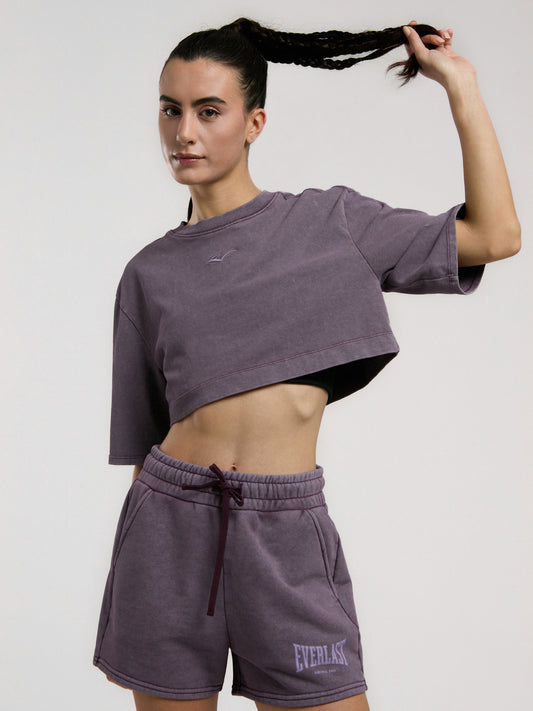 Everlast Bronx 1910 Oversize Mor Crop Kadın Tişört