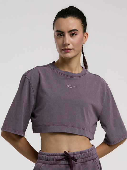 Everlast Bronx 1910 Oversize Mor Crop Kadın Tişört
