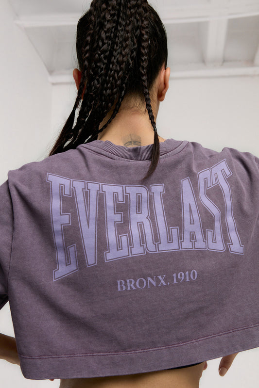 Everlast Bronx 1910 Oversize Mor Crop Kadın Tişört