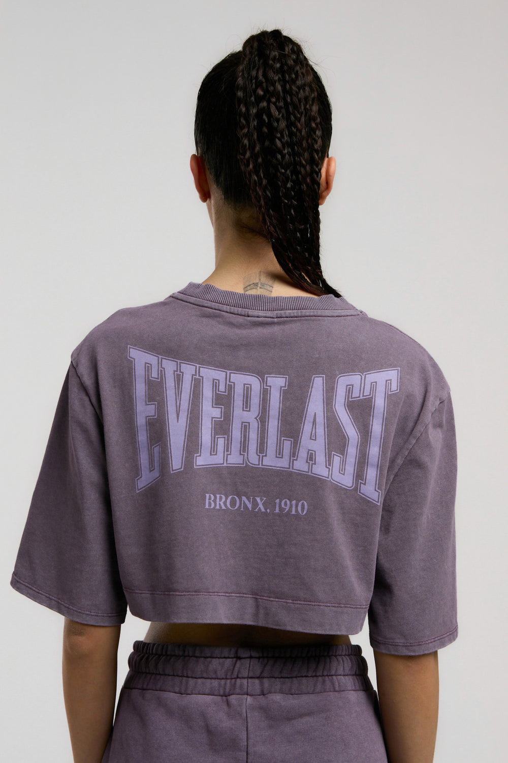 Everlast Bronx 1910 Oversize Mor Crop Kadın Tişört