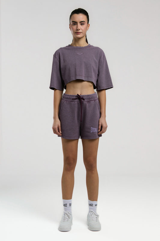Everlast Bronx 1910 Oversize Mor Crop Kadın Tişört