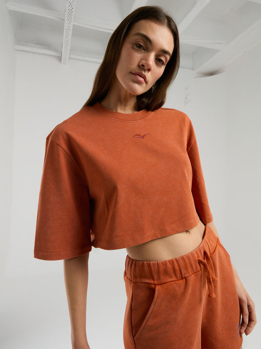 Everlast Bronx 1910 Oversize Turuncu Crop Kadın Tişört