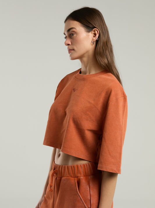 Everlast Bronx 1910 Oversize Turuncu Crop Kadın Tişört