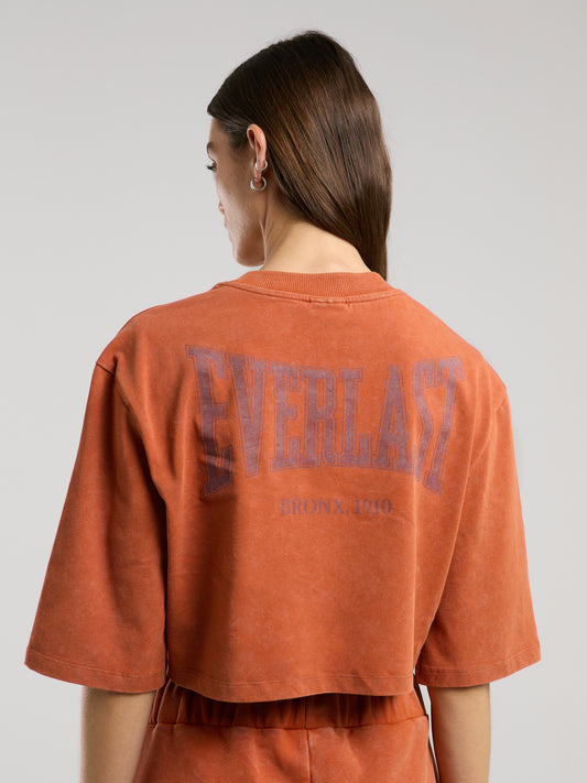 Everlast Bronx 1910 Oversize Turuncu Crop Kadın Tişört