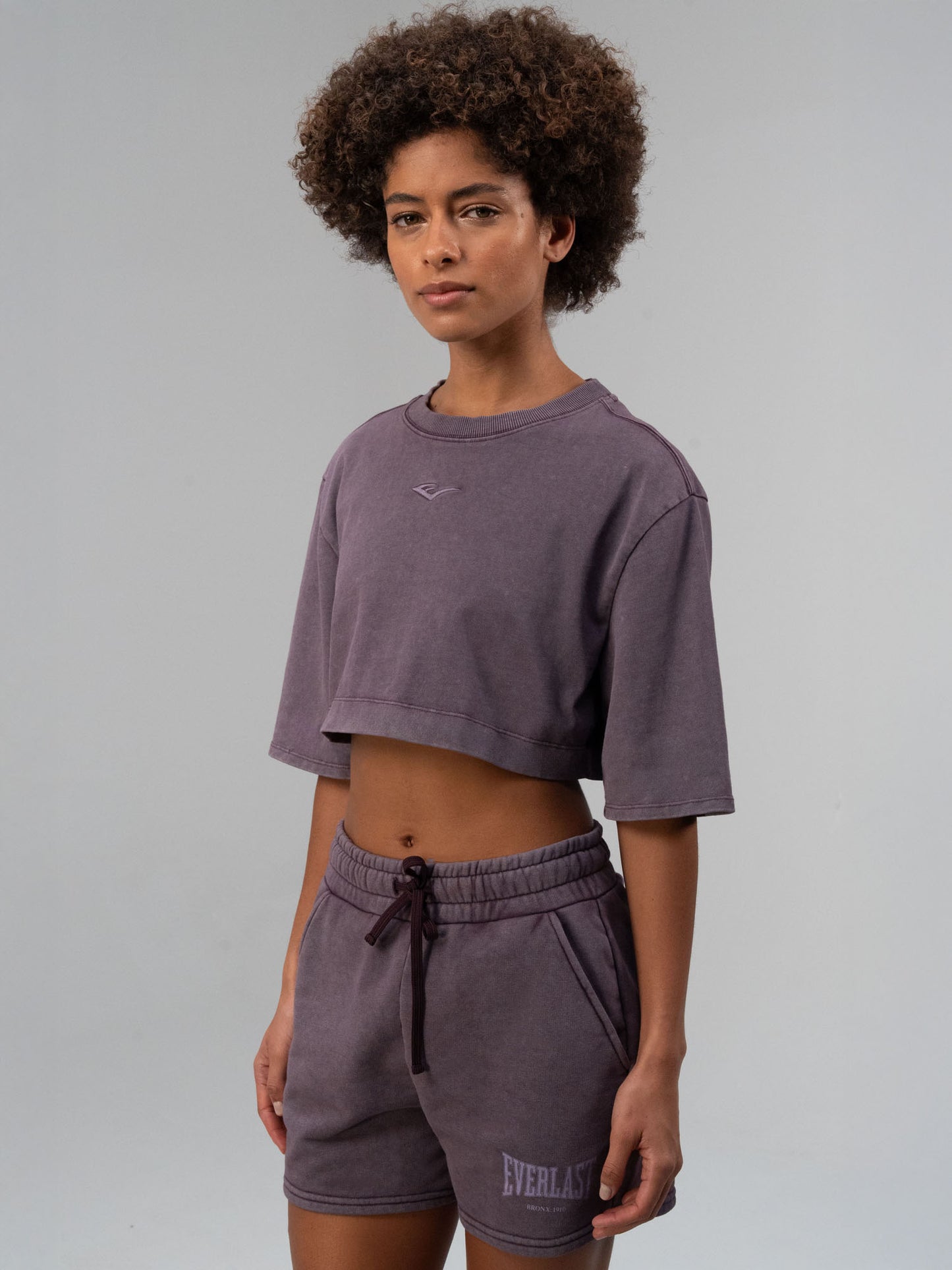 Everlast Bronx 1910 Oversize Mor Crop Kadın Tişört