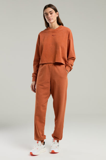 Everlast Bronx 1910 Oversize Turuncu Crop Uzun Kollu Kadın Tişört