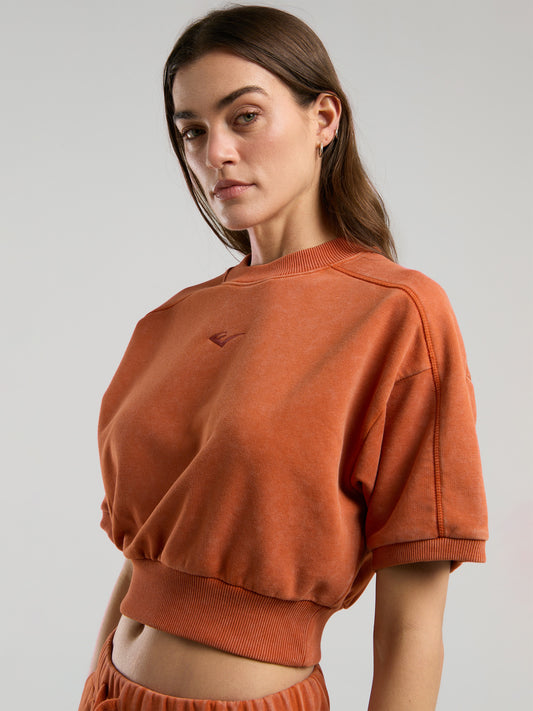 Everlast Bronx 1910 Oversize Turuncu Crop Kadın Kısa Kollu  Sweatshirt