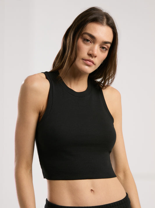 Ever Relaxed Rib Siyah Kadın Thick-Strapped Atlet