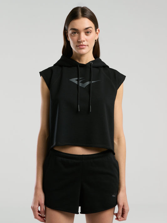 Ever Classics Wmn Siyah Kadın Crop Kapüşonlu Kolsuz Sweatshirt