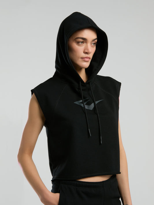 Ever Classics Wmn Siyah Kadın Crop Kapüşonlu Kolsuz Sweatshirt