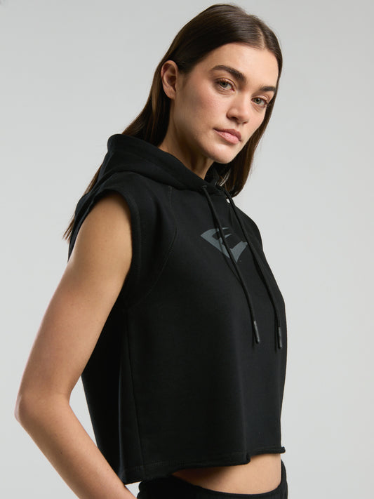 Ever Classics Wmn Siyah Kadın Crop Kapüşonlu Kolsuz Sweatshirt
