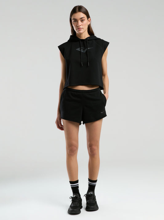 Ever Classics Wmn Siyah Kadın Crop Kapüşonlu Kolsuz Sweatshirt