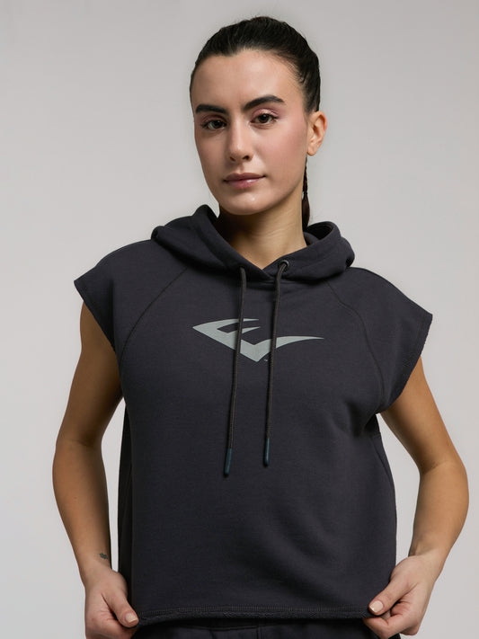 Ever Classics Wmn Füme Kadın Crop Kapüşonlu Kolsuz Sweatshirt