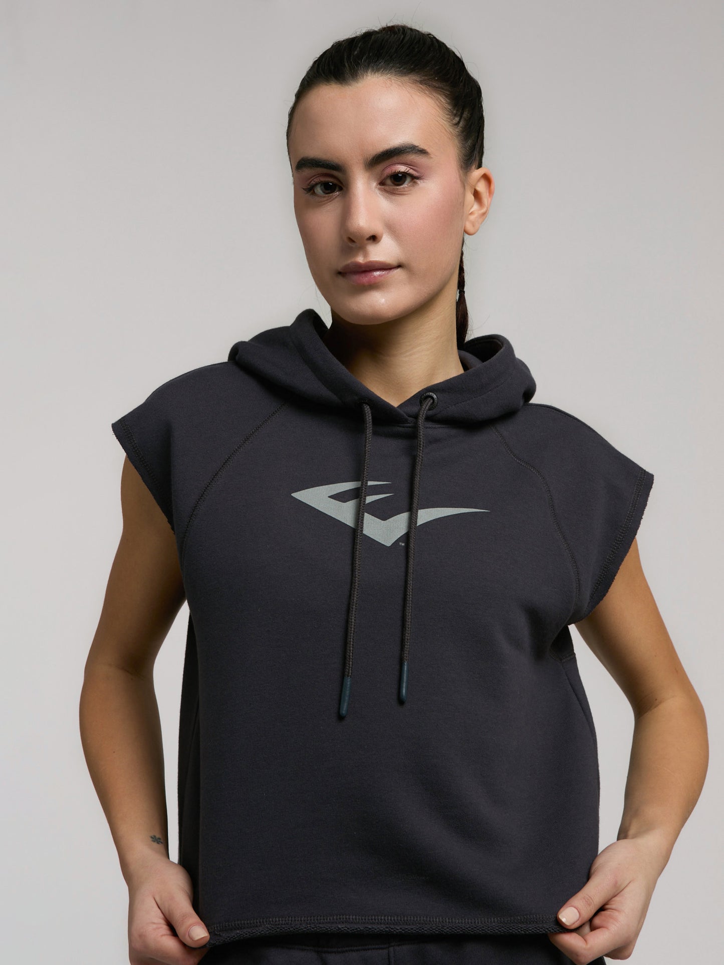 Ever Classics Wmn Füme Kadın Crop Kapüşonlu Kolsuz Sweatshirt