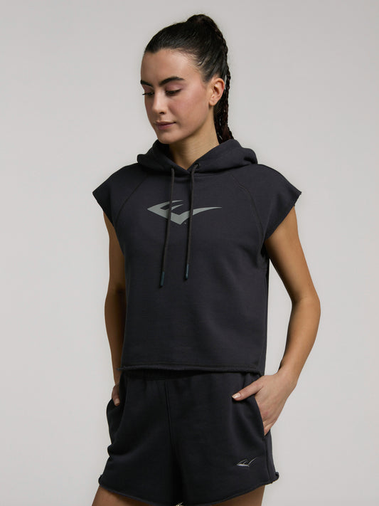 Ever Classics Wmn Füme Kadın Crop Kapüşonlu Kolsuz Sweatshirt