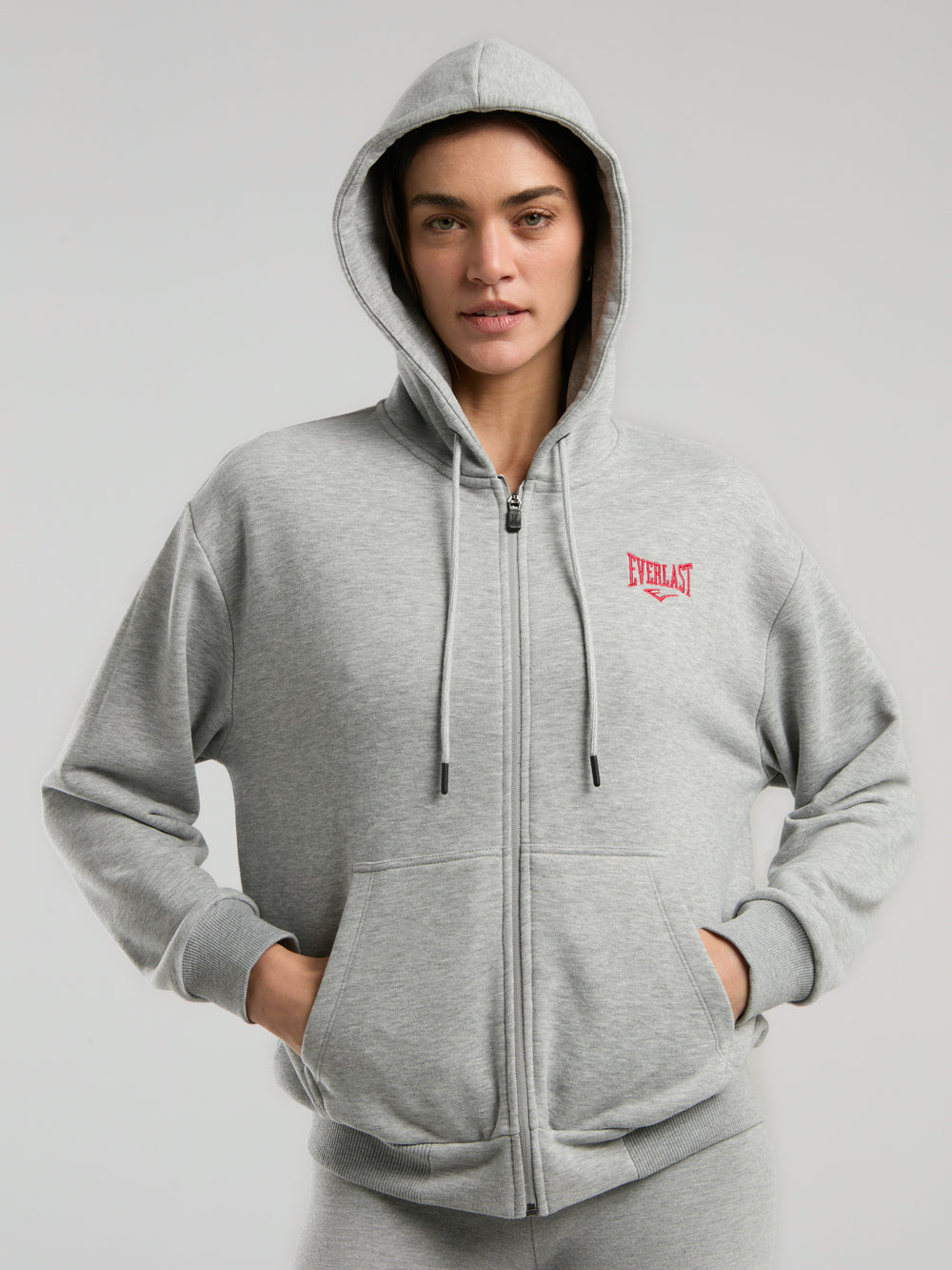 Ever Classics Wmn Gri Melanj Kadın Kapüşonlu Full Zip Sweatshirt