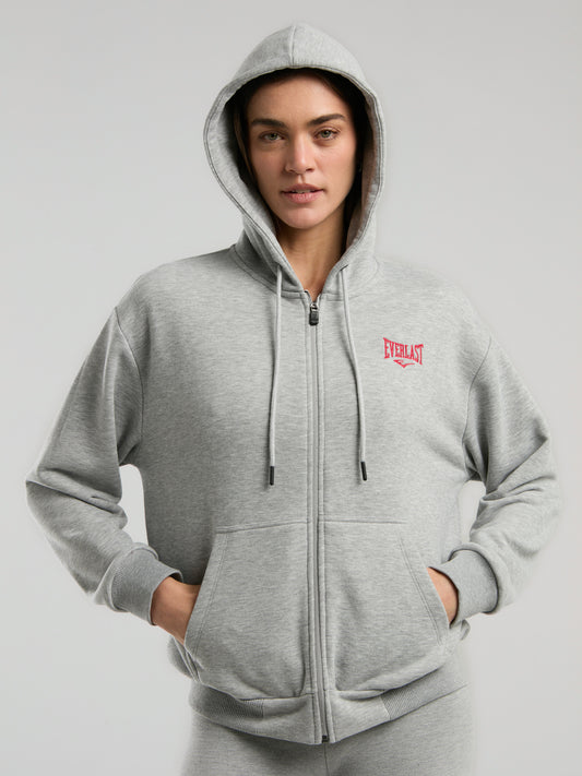 Ever Classics Wmn Gri Melanj Kadın Kapüşonlu Full Zip Sweatshirt