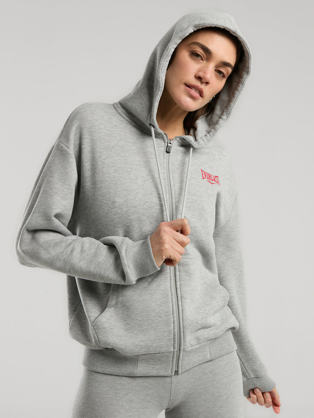 Ever Classics Wmn Gri Melanj Kadın Kapüşonlu Full Zip Sweatshirt
