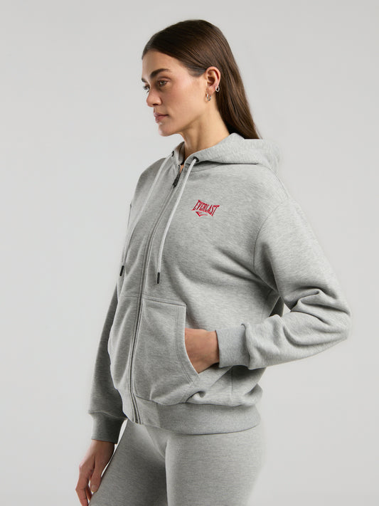 Ever Classics Wmn Gri Melanj Kadın Kapüşonlu Full Zip Sweatshirt
