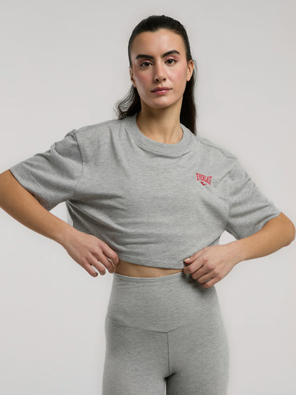 Ever Essentials Comfort Gri Melanj Kadın Crop Tişört