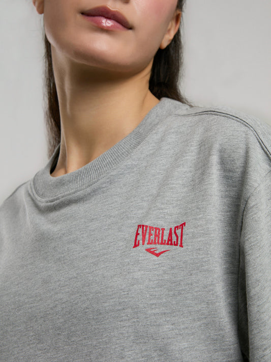 Ever Essentials Comfort Gri Melanj Kadın Crop Tişört