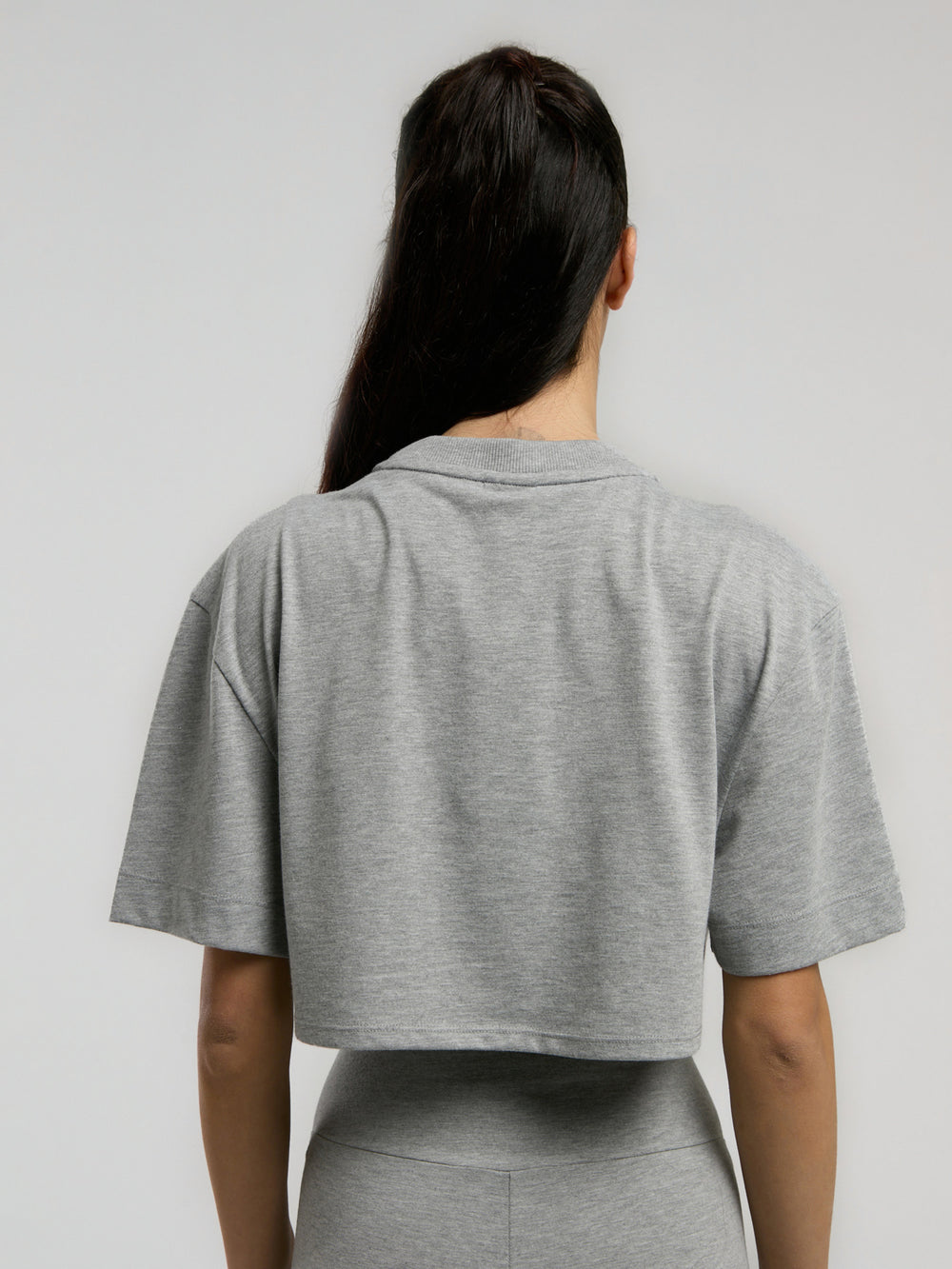 Ever Essentials Comfort Gri Melanj Kadın Crop Tişört