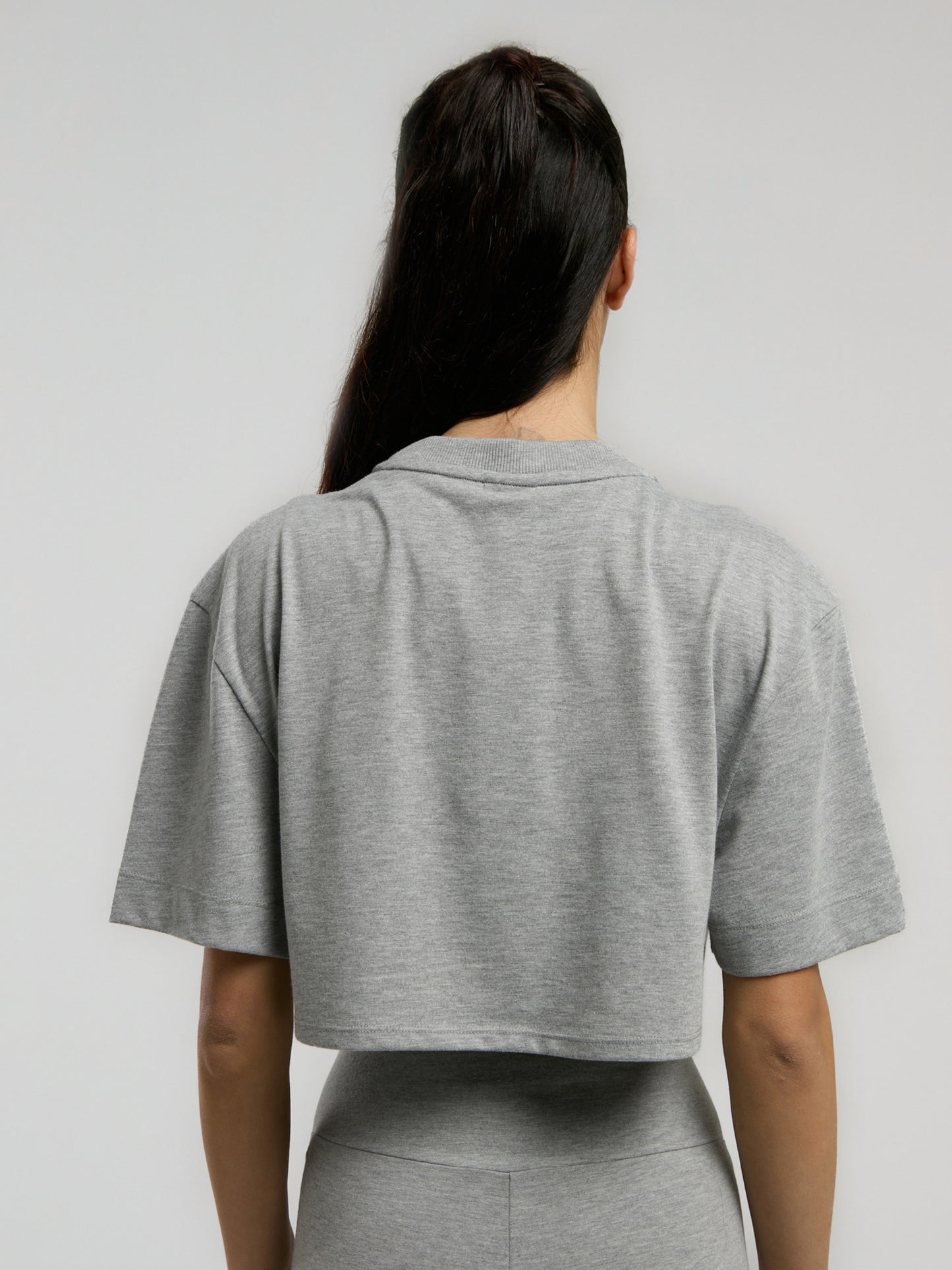 Ever Essentials Comfort Gri Melanj Kadın Crop Tişört
