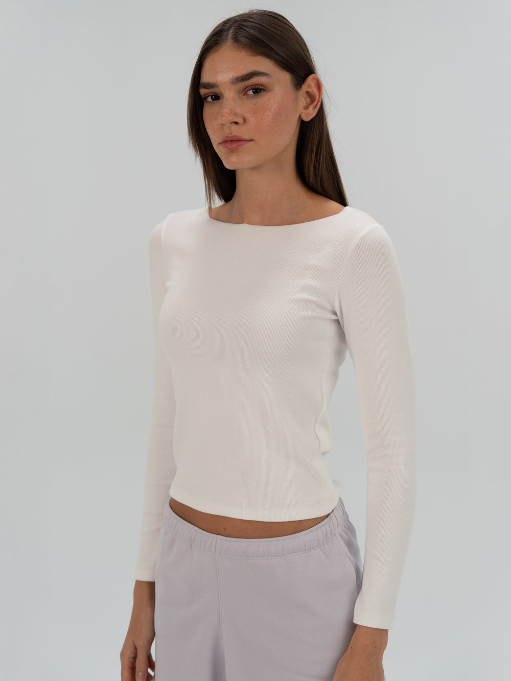 Ever Relaxed Rib Wmn Beyaz Kadın Uzun Kollu Tişört