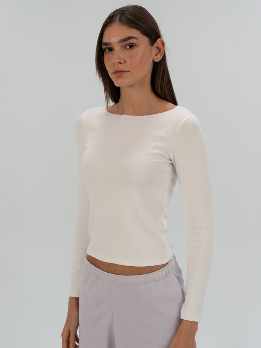 Ever Relaxed Rib Wmn Beyaz Kadın Uzun Kollu Tişört