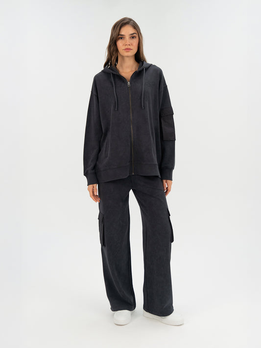 Everlast Cool Relax Wmn Antrasit Kadın Full Zip Kapişonlu Sweatshirt